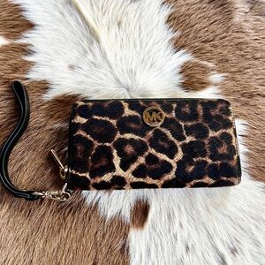 Michael Kors Leopard Print Wristlet